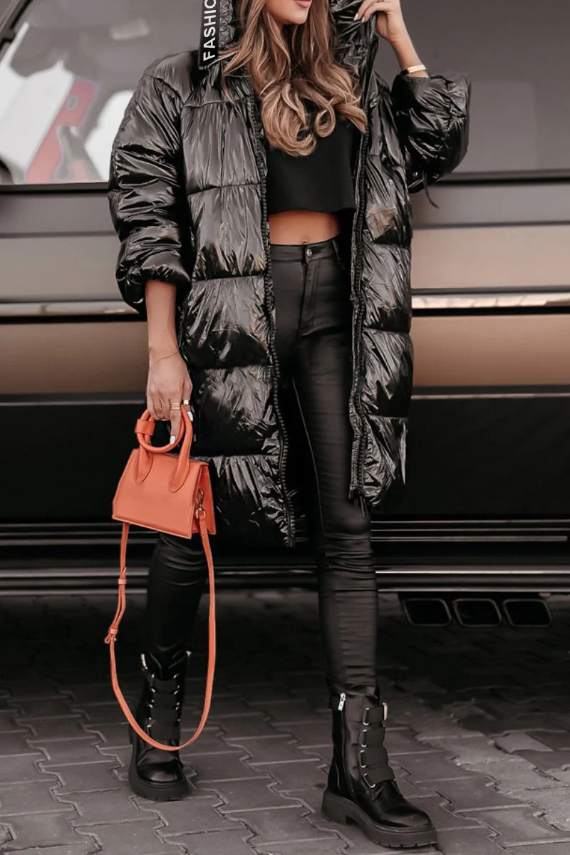 Women's Letter Design Hooded Cotton Coat